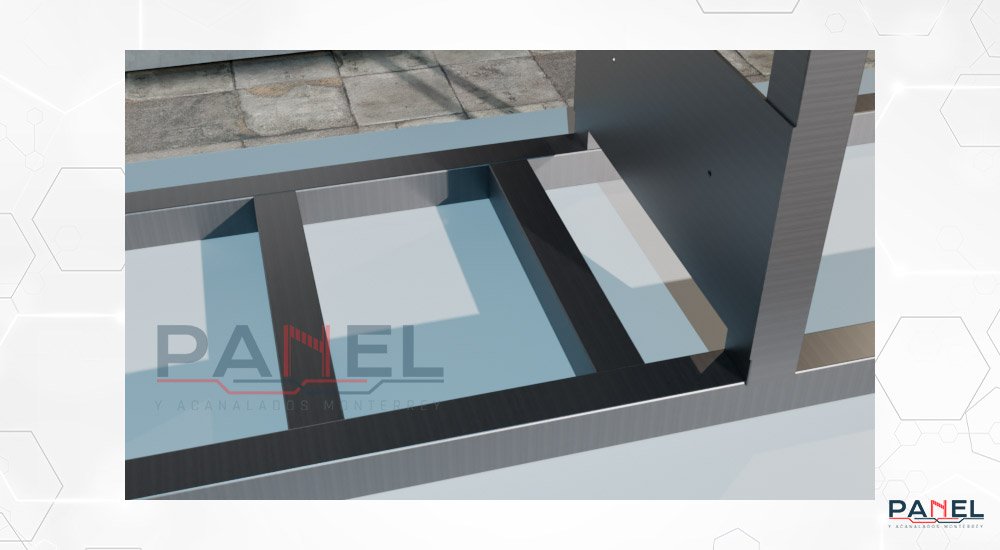 Esquema 3D de sección de escalera pintada de negro sobre superficie de trabajo - Escaleras marinas