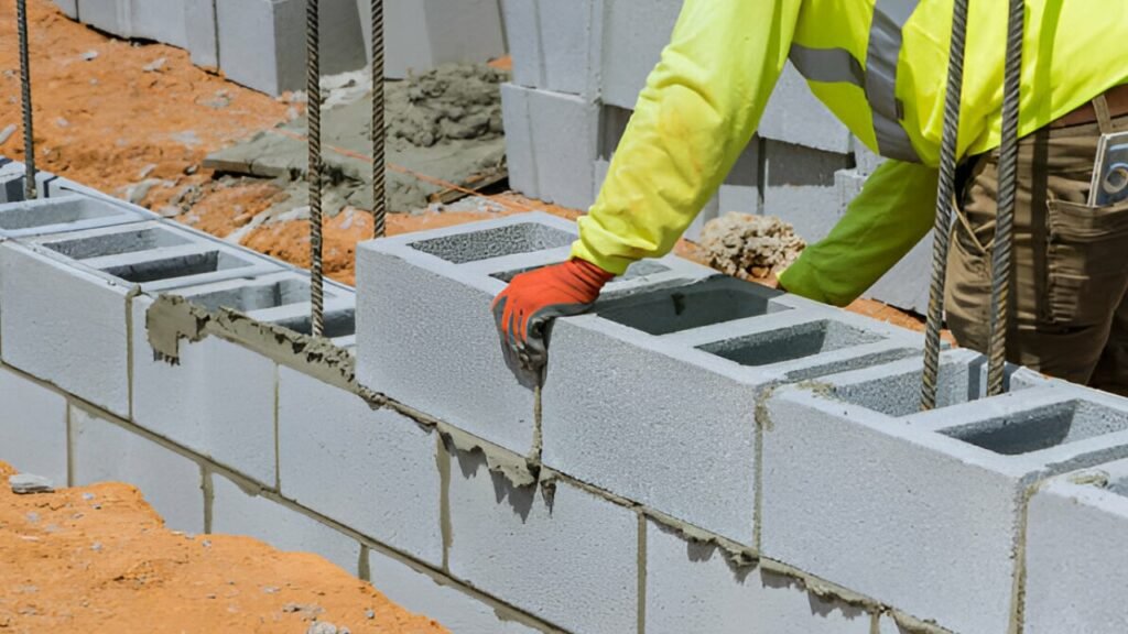Varillín empleado en construcción de muro de mapostería con blocks de concreto